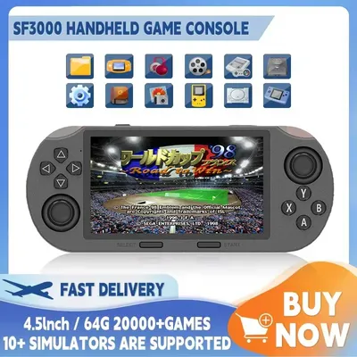 SF3000 Tragbarer Handheld-Game-Player, 4,5-Zoll-IPS-Bildschirm, Retro-Videospielkonsole, integrierte Image