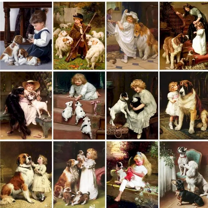 PhotoCustom Modernes Malen nach Zahlen, Geschenk, Tier- und Mädchenkunstwerk für Erwachsene, Zeichnen nach Zahlen, Wald auf Leinwand, Kill Time 40X Image