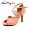 Ladingwu Heißer Frauen Tanz Schuhe Latin Ballroom Dance Schuhe Ladys Mädchen Salsa Tanz Schuhe Rosa Wildleder Einfache Stil