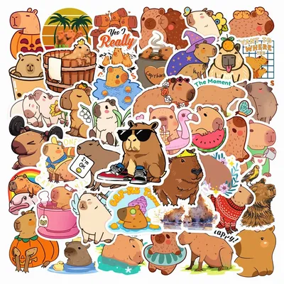 10/50Pcs Nette Tier Capybara Cartoon Graffiti Aufkleber Für Telefon Helm Gitarre Laptop Wasser Tasse Wasserdicht Aufkleber Kinder spielzeug Image