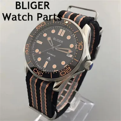 BLIGER 41mm NH35 Automatic Movement Men Watch Sapphire Nylon Band Crystal Rotating Insert Luminous