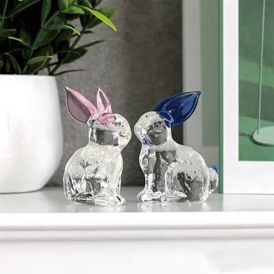 Crystal Rabbit Bunny Figurine Collectibles Spring Easter Decoration Glass Art Animal Paperweight