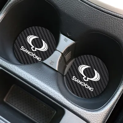 2Pcs Car Coaster Water Cup Anti-slip Pad Auto Accessories For Ssangyong Kyron Rexton Musso Grand