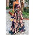 Per donna Abito lungo Abito lungo Vestito due pezzi Abiti Peplo Di tendenza Per eventi Tè Per uscire Standard Fiore decorativo Senza maniche Con bretelline Rosso Blu marino Verde Estate
