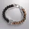 HNSP Bracciale da uomo con rosario perline Bracciale con giunture a catena a mano in acciaio inossidabile per uomo Proteggi accessori per gioielli Uomo