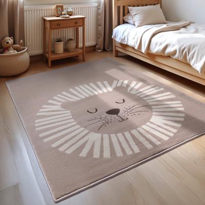 Kinderteppich HANSE HOME "Happy Lion", beige (beige, creme), B:120cm H:8mm L:170cm, Polypropylen, Teppiche, Spielteppich, fest, Kinderzimmer, Kurzflor, Spielunterlage Image