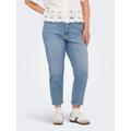 High-waist-Jeans ONLY CARMAKOMA "CAREMILY STRETCH HW STR ANK DNM CRO1 NOOS", Damen, Gr. 42, Länge 32, blau (light blau denim), Denim/Jeans, Obermaterial: 99% Baumwolle, 1% Elasthan, unifarben, modisch, Jeans