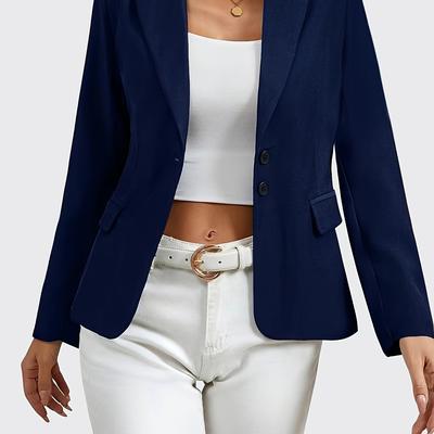 TEMU Solid Color Button Front Blazer, Elegant Lapel Collar Long Sleeve Blazer For Spring & Fall, Women's Clothing