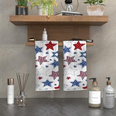 TEMU 2pcs Patriotic Kitchen & Bathroom Towels - 18x26 Inch, American , Polyester, Machine Washable - & Home Decor