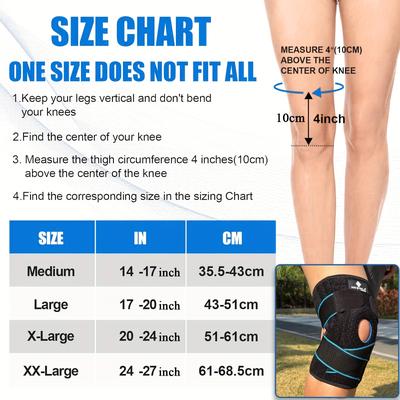 TEMU Neenca Professional Adjustable Knee Brace, Knee Support With Patella Gel Pad & Side Spring , Knee Wrap - Breathable Design, Knee Joint Bracket For Sports, Running, Gym, Workouts, Blue, Black, 1pc