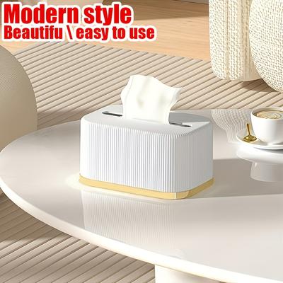 TEMU 1pc Plastic Tissue Box With Base, Facial Tissue Holder For Bathroom Vanity, Living Room, Bedroom, Office Decor Image