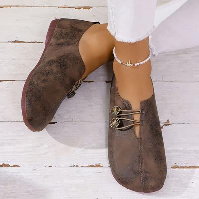 TEMU Flat Shoes Retro Large Size Wide Head Slip-on Versatile Durable