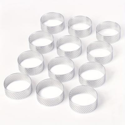 TEMU Round Tart Ring Made Of Stainless Steel, Cake Ring For French Desserts, Small Fruit Tart Circle, Suitable For Baking Perforated Tart Rings, 1.97 Inches. Image