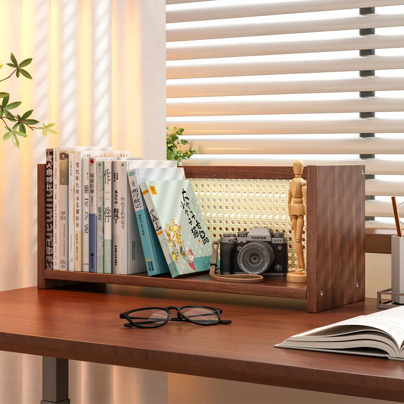 Desktop-Bücherregal Kleines Bücherregal aus massivem Holz Einfaches Bücherständerregal auf dem Schreibtisch Aufbewahrungsregal auf dem Schreibtisch Arbeitsplattenregal