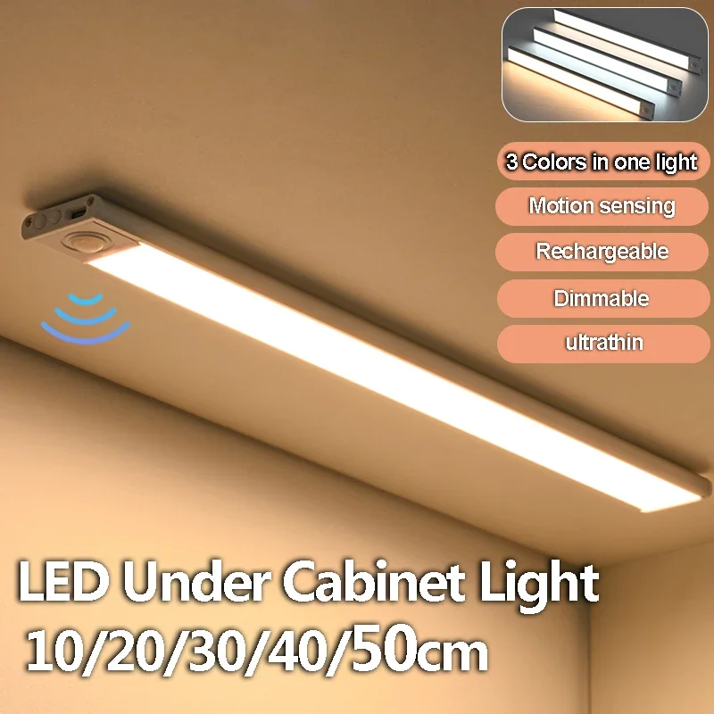 Nachtlicht, Typ C, USB-Lichter, Bewegungsmelder, LED, drei Farben in einer Lampe für Küchenschrank, Schlafzimmer, Kleiderschrank, Innenbeleuchtung