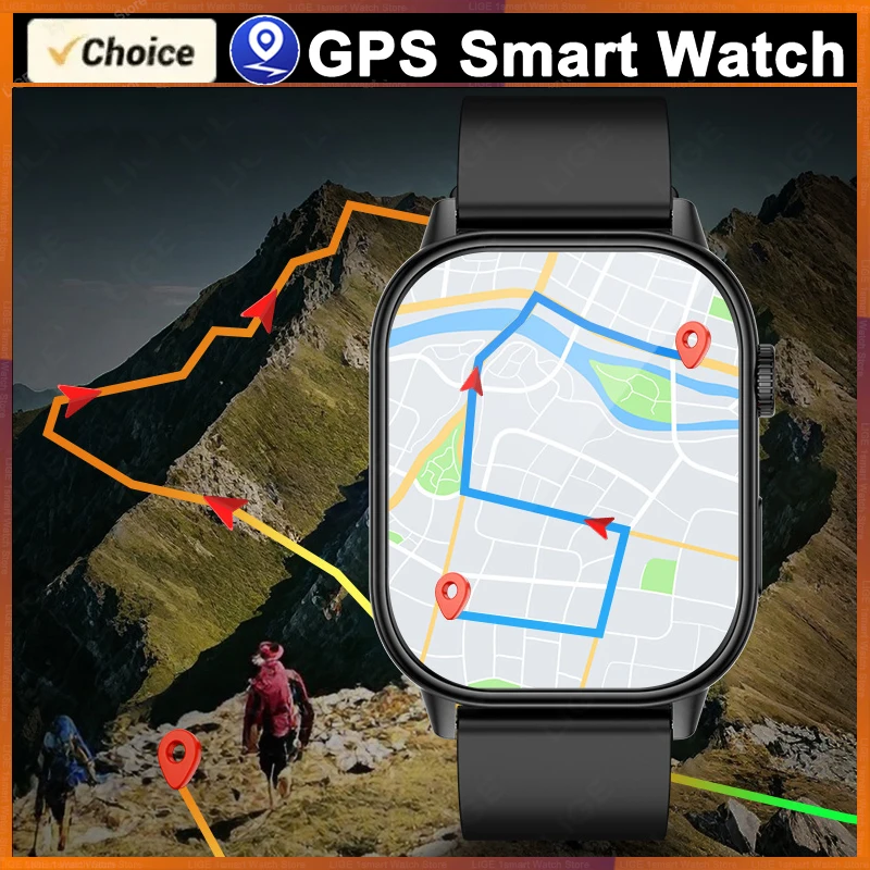 LIGE GPS Smart Uhr Männer Taschenlampe Kompass Wasserdichte Uhr Outdoor Sport Bluetooth Anruf Smartwatch Für Xiaomi HUAWEI iPhone Image