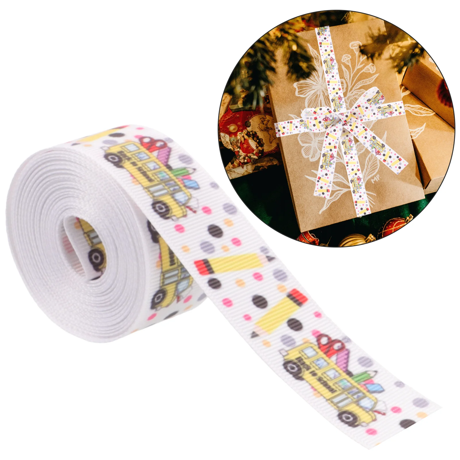 Band zurück zum Schul büro verdrahtet Weihnachts geschenk verpackung Stoff Lineal Lehrer thema tisiert Image