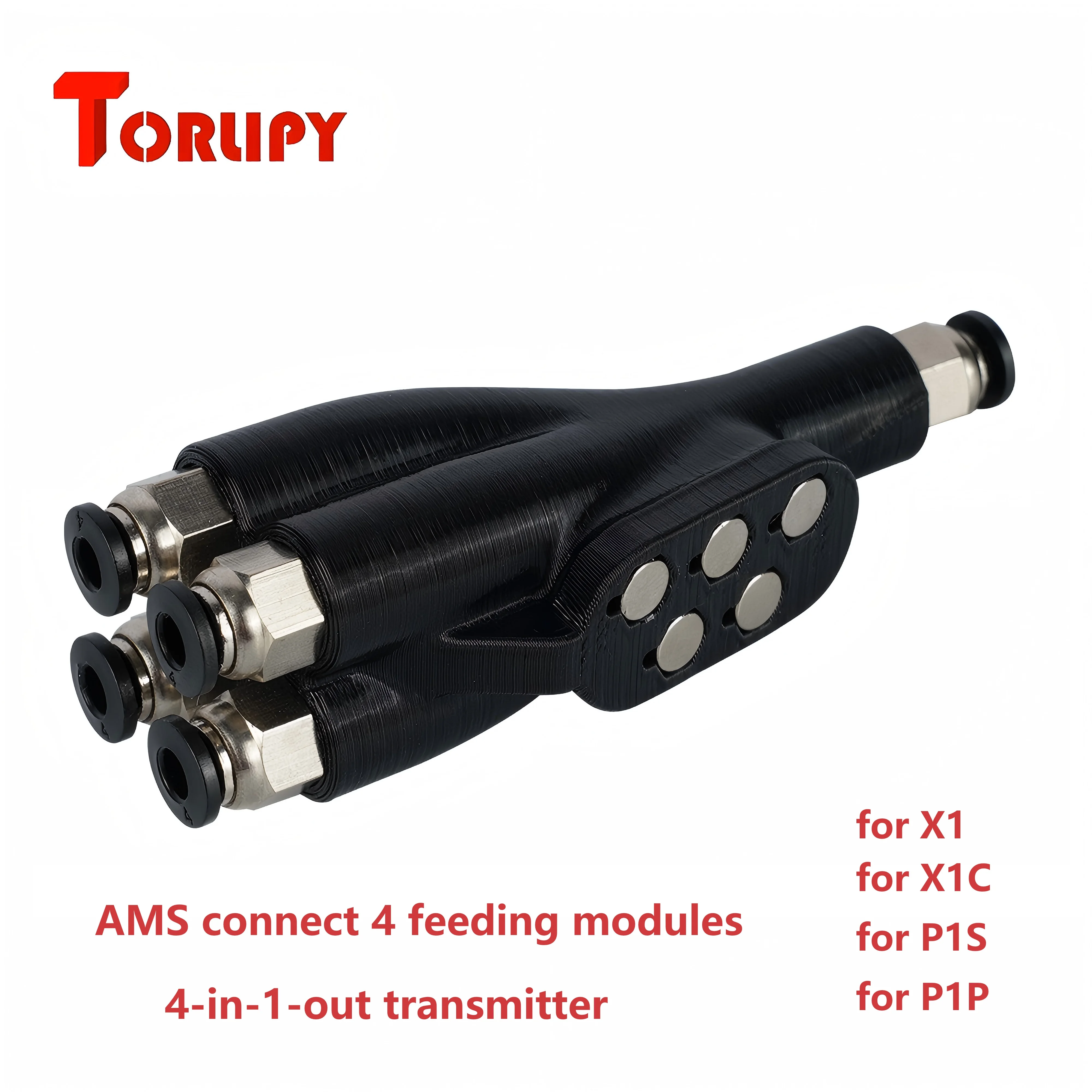 Für Bambu Lab 3D-Drucker 4-in-1 PTFE-Adaptermaterial Rohreweiterungspoort AMS verbindet 4 Zuführmodule für X1/X1C/P1S/P1P Image