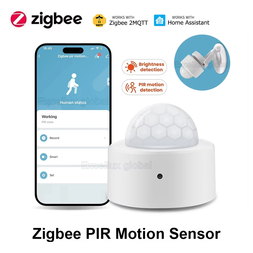 2-in-1 Zigbee Mini-PIR-Bewegungssensor + Beleuchtungsstärke Lux-Erkennung Infrarot-Infrarotsensor für den menschlichen Körper Sicherheit Einbruchalarm Z2M Image