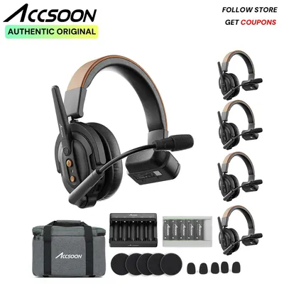 Accsoon CoMo SE MIC03 1V4 Full-Duplex Wireless Intercom Headset System Team Communication Headsets Microphone for Film Stage