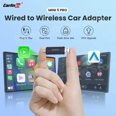 Carlinkit Mini 5 Pro Wired to Wireless Car Adapter for Wired Carplay/Android auto Ble Wifi Car