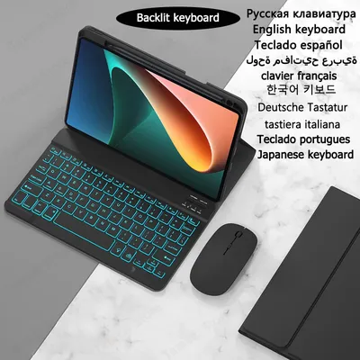 RGB Backlit Keyboard for Funda Redmi Pad SE Keyboard Fabric with Pen Holder Cover for Xiaomi Redmi