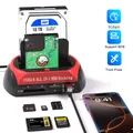 Docking station per disco rigido dual-bay 10 IN 1 USB 3.0 5Gbps HDD con adattatore di alimentazione 12V 3A per scheda HDD/SSD TF da 2,5/3,5 pollici