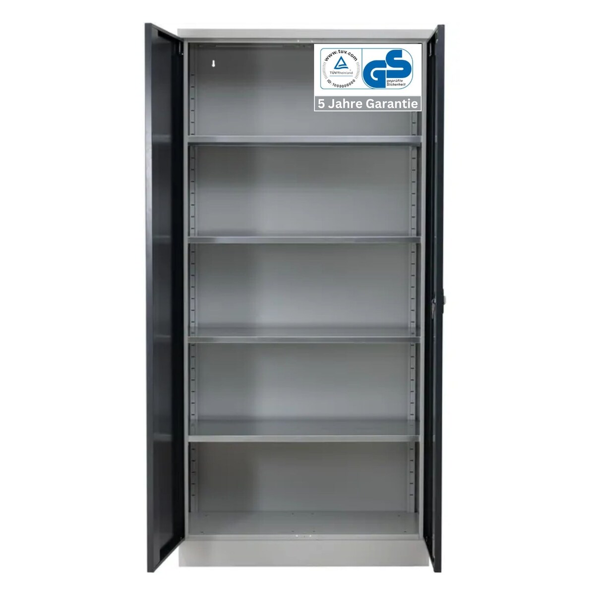 PROREGAL Stahlschrank BEE mit 7 verzinkten Fachböden | HxBxT 195x92x50cm | Grau-Anthrazit | Werkstattschrank Werkzeugschrank Aktenschrank Image