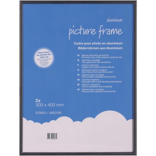 Viking Bilderrahmen Schwarz Aluminium 4850190 30 (B) x 40 (H) cm 2 Stück Image