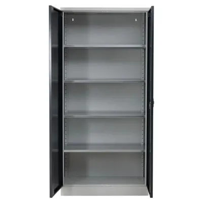 PROREGAL Stahlschrank BEE mit 5 lackierten Fachböden | HxBxT 195x92x50cm | Grau-Anthrazit | Werkstattschrank Werkzeugschrank Aktenschrank Image
