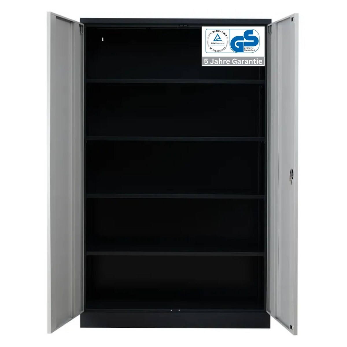 PROREGAL Stahlschrank BEE mit 7 lackierten Fachböden | HxBxT 195x92x60cm | Schwarz-Grau | Werkstattschrank Werkzeugschrank Aktenschrank Image