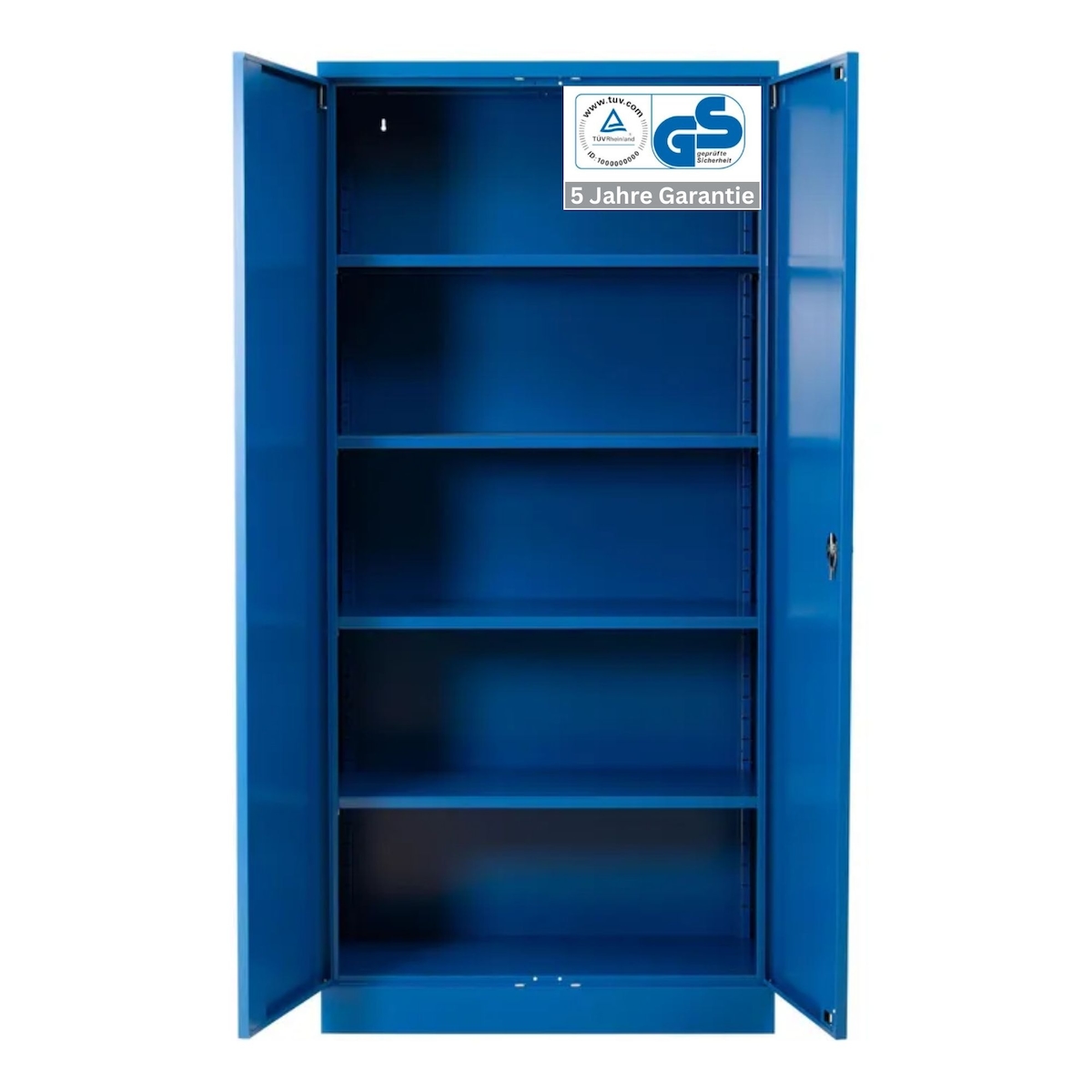 PROREGAL Stahlschrank BEE mit 5 lackierten Fachböden | HxBxT 195x92x42cm | Blau-Blau | Werkstattschrank Werkzeugschrank Aktenschrank Universalschrank Image
