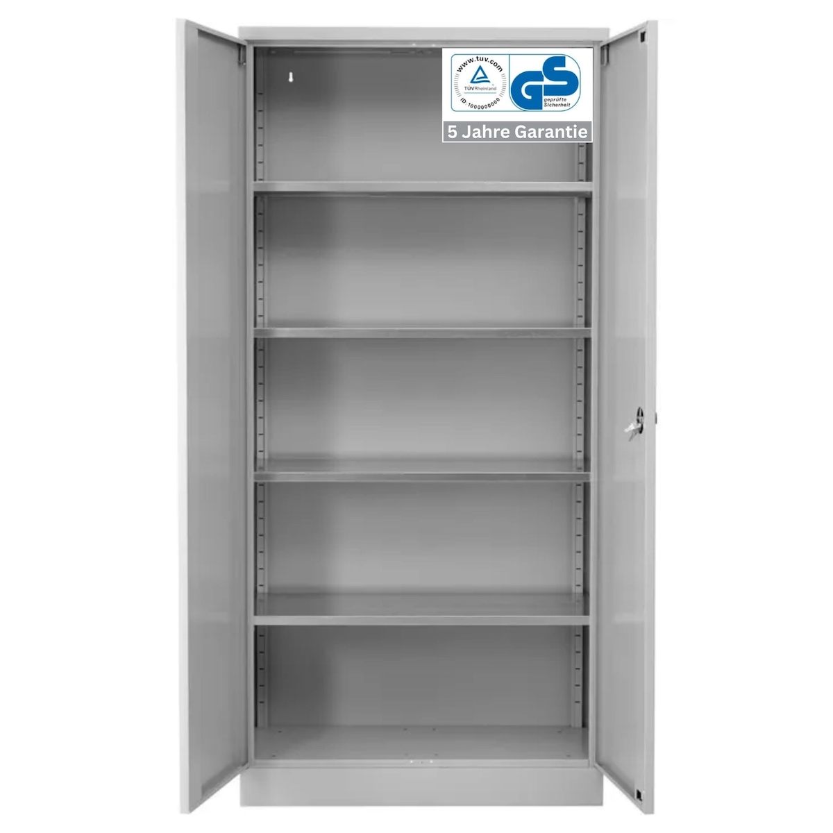 PROREGAL Stahlschrank BEE mit 5 lackierten Fachböden | HxBxT 195x92x42cm | Grau-Grau | Werkstattschrank Werkzeugschrank Aktenschrank Universalschrank Image