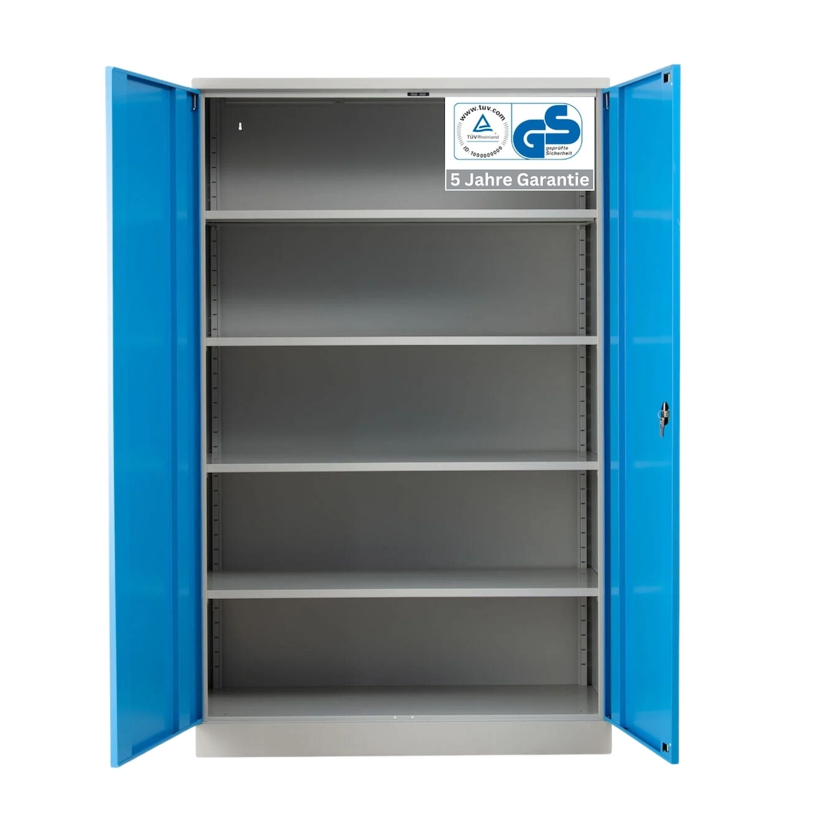 PROREGAL Stahlschrank BEE mit 9 lackierten Fachböden | HxBxT 195x120x50cm | Lichtgrau-Lichtblau | Werkstattschrank Werkzeugschrank Aktenschrank Image