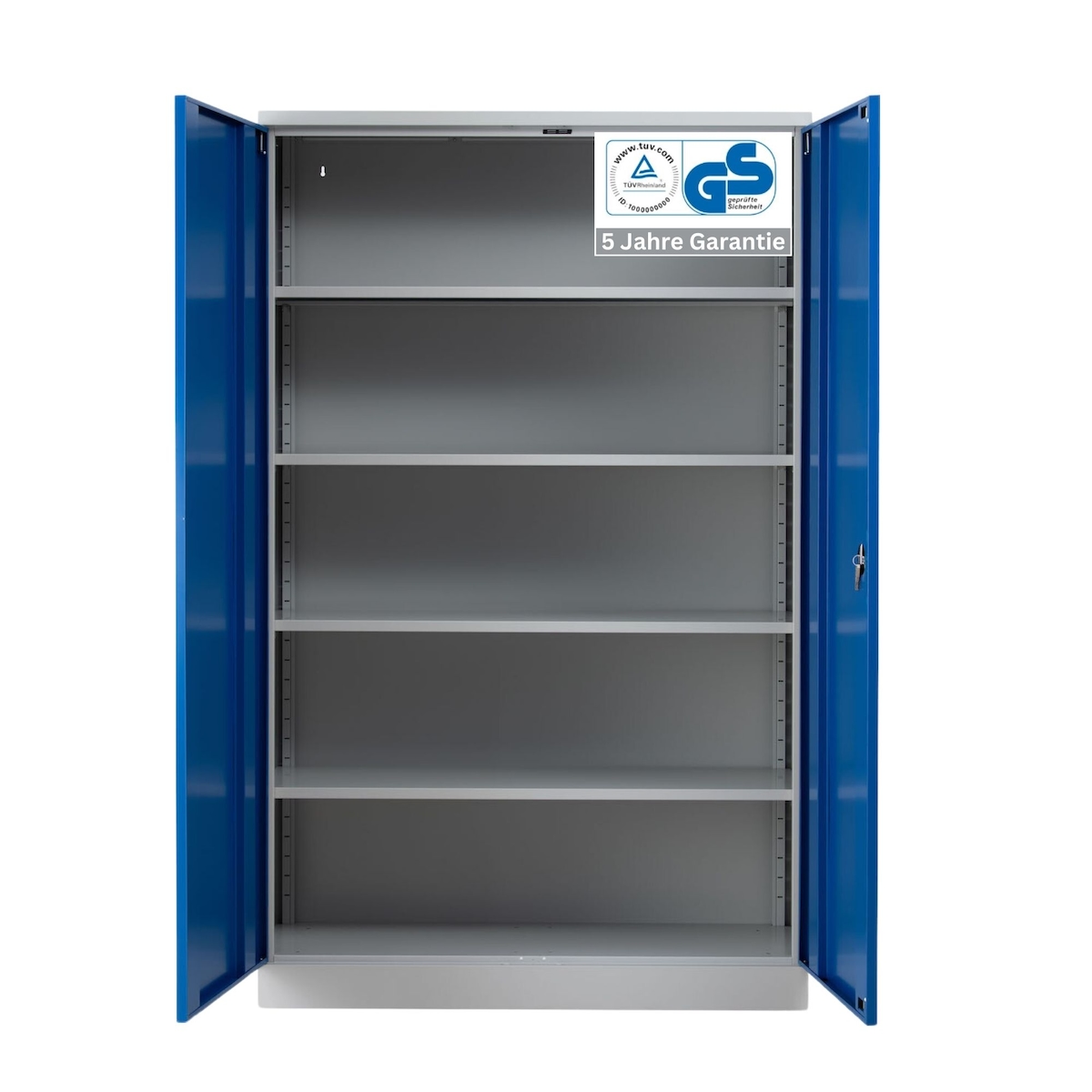 PROREGAL Stahlschrank BEE mit 7 lackierten Fachböden | HxBxT 195x120x50cm | Lichtgrau-Enzianblau | Werkstattschrank Werkzeugschrank Aktenschrank Image