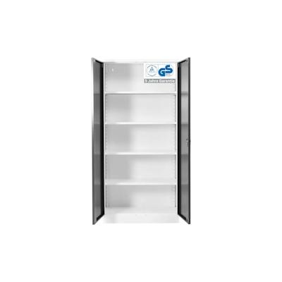 PROREGAL Stahlschrank BEE mit 6 lackierten Fachböden | HxBxT 195x92x42cm | Weiß-Schwarz | Werkstattschrank Werkzeugschrank Aktenschrank Image