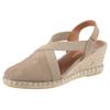 Keilsandalette VERBENAS "Milena Serraje", Damen, Gr. 37, grau (taupe), Veloursleder, casual, Schuhe, Sommerschuh, Riemchensandale, Urlaubschuh, Keilabsatz mit Juterahmen