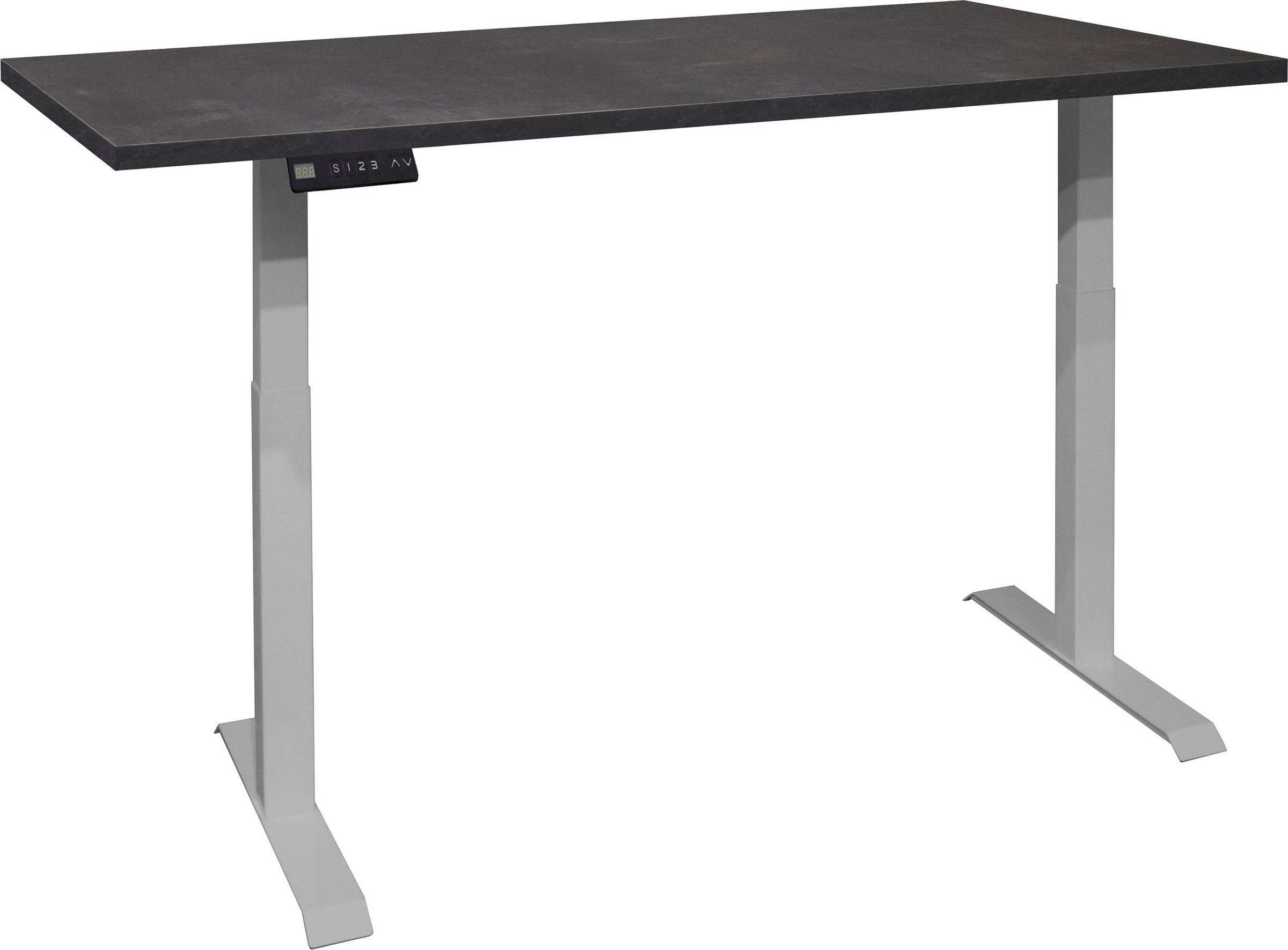 Schreibtisch MÄUSBACHER "Big System Office", silber (silber, schwarzstahl, silber, schwarzstahl), B:180cm, Tische, Schreibtisch, Breite 180 cm, elektrisch höhenverstellbar
