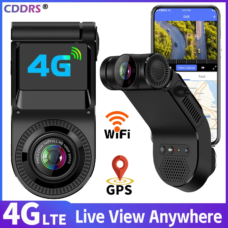 4G GPS Car DVR Dual Dash Cam 720P Front Rear Camera Night Vision With Phone APP Remote Monitoring WiFi Hotspot Parking Monitor