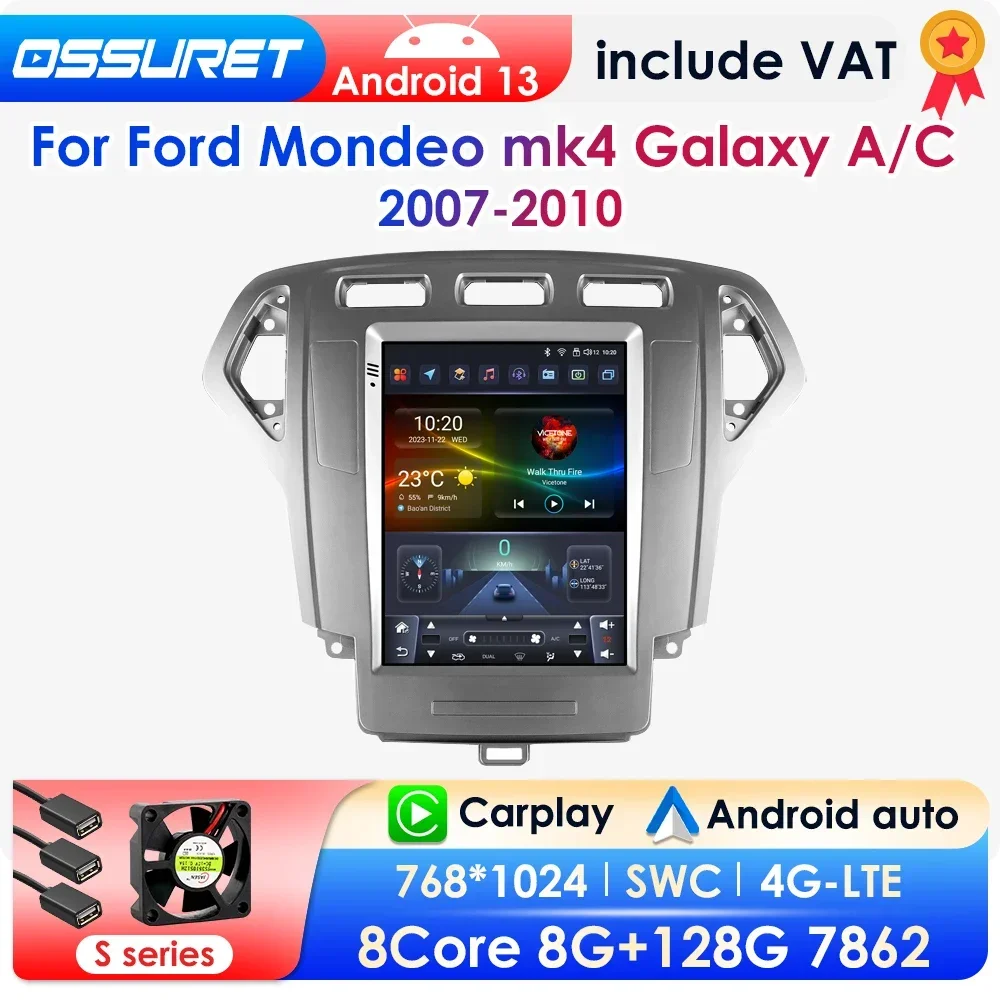 9.7 Zoll android13 Autoradio für Ford Mondeo MK4 Galaxie A/C 2013-2016 Car Player GPS-Bildschirm Monitor 2din Carplay 4g 2007 Image