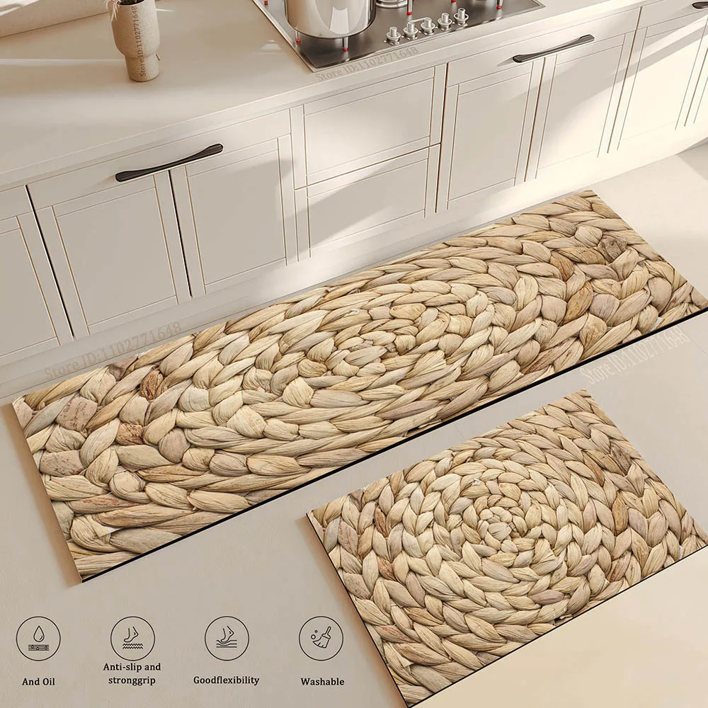 Wood Grain Kitchen Rug Bedroom Entrance Doormat Anti-Slip Living Room Floor Decor Washable Carpet Home Hallway Quality Foot Mat