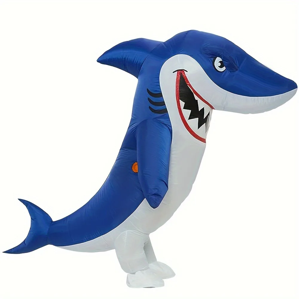 Aufblasbares Hai-Kostüm mit großem Mund zum Heiligen Tag verkleiden sich – lustige aufblasbare Partydekoration für Erwachsene (4,9–6,2 Fuß) Image