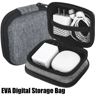Leder EVA Digital Zubehör Lagerung Tasche Multifunktions Kopfhörer Power Ladegerät Adapter Image
