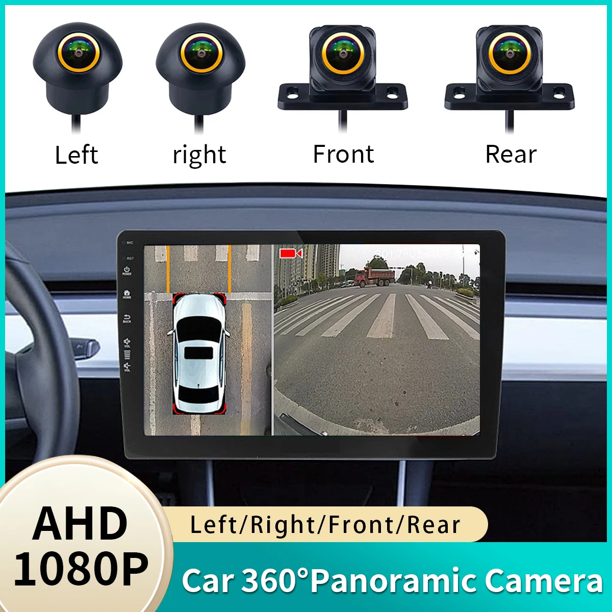 AHD 1080P 360° ° Panoramakamera hinten / vorne / links / rechts 3D 360-Grad-Vogelansicht Panoramazubehör für Auto-Android-Radio Image