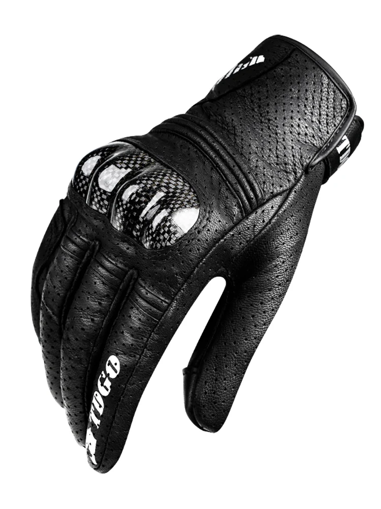 Motorrad handschuhe Sommer Leder Motocross Handschuh Männer Frauen Retro Radfahren Motorrad fahrer geschützt Ziegenleder MTB atmungsaktiven Handschuh Image