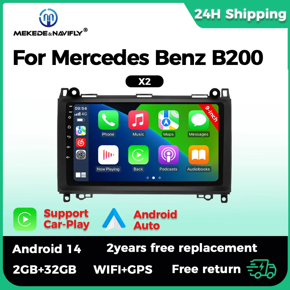 MEKEDE Android 14 CarPlay Auto Radio Für Mercedes Benz W169 W245 B200 W906 Sprinter W639 Vito Multimedia Navigation 2 Din Stereo Image