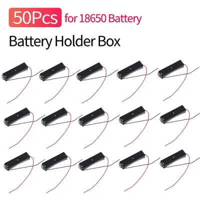 50 Stück 18650 Batteriehalter Box Power Bank Cases 3,6 ~ 4,2 V Clip Halter Box mit Connect Schwarz Rot Drähte für 18650 Batterie
