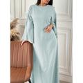 Damen Maxi Kleid Einfarbig Königsblau Blau Grün Sommer Frühling Maxi Kleid Shift Kleid Kaftan Kleider Semi Formal Formal Büro Party Reguläre Passform Schlicht Rundhals