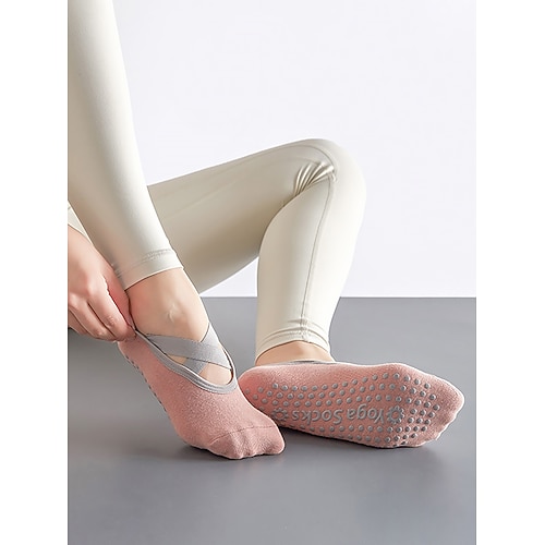 „Rutschfeste Yogasocken für Damen – Ballett-inspirierte Grip-Socken mit elastischen Trägern, atmungsaktive Baumwolle, ideal für Pilates, Barre, Tanz- und Workout-Sessions" Image