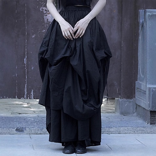 Retro Vintage Mittelalterlich Renaissance Maxi Rock Pirat Wikinger Einfarbig Kostüm Damen Keltisch Halloween Karneval Urlaub Alltagstauglich LARP Erwachsene Rock Image